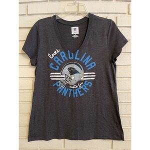 Carolina Panthers NFL Woman's  V Neck Tee Shirt Team Apparel Size‎ Large NWOT